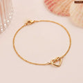 Minimal Loop Heart Gold Plated Bracelet For Women