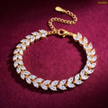 Zavera Gold Plated Marquise CZ Crystal Leaf Laurel Tennis Bracelet for Women