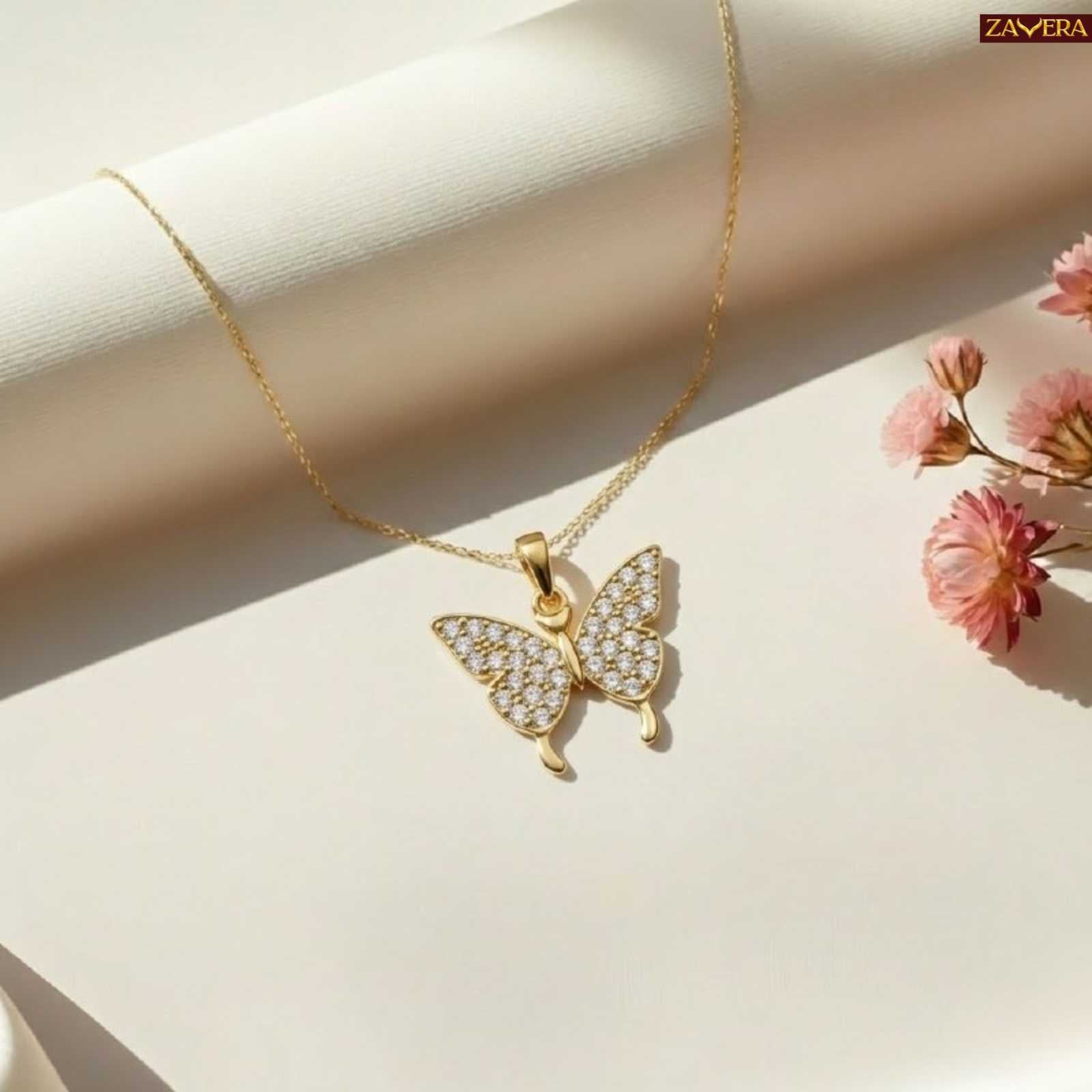 Gold Plated Butterfly Stone  Pendant for Women