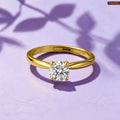 Zavera Gold Plated Classic Round Stone Adjustable Ring