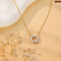 Gold Plated American Diamond Circle Pendant Necklace for Women