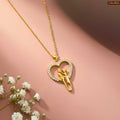 Gold Plated Couple Heart American Diamond Pendant for Women
