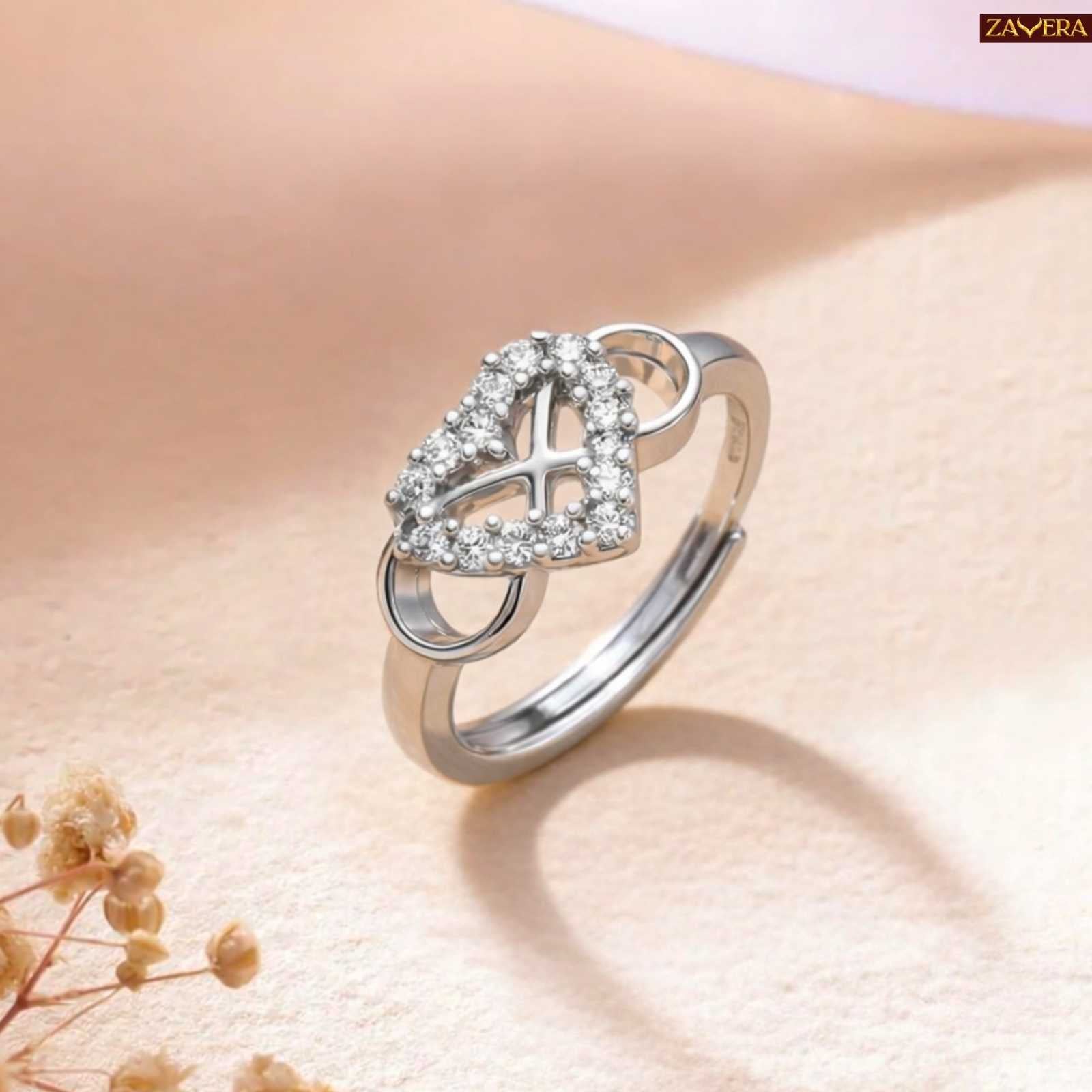 Zavera Silver Plated Infinity Heart Adjustable Ring