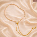 Zavera Butterfly Pearl Chain Diamond Gold Plated Necklace