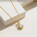 Zavera Round Halo Crystal Pendant Gold Plated