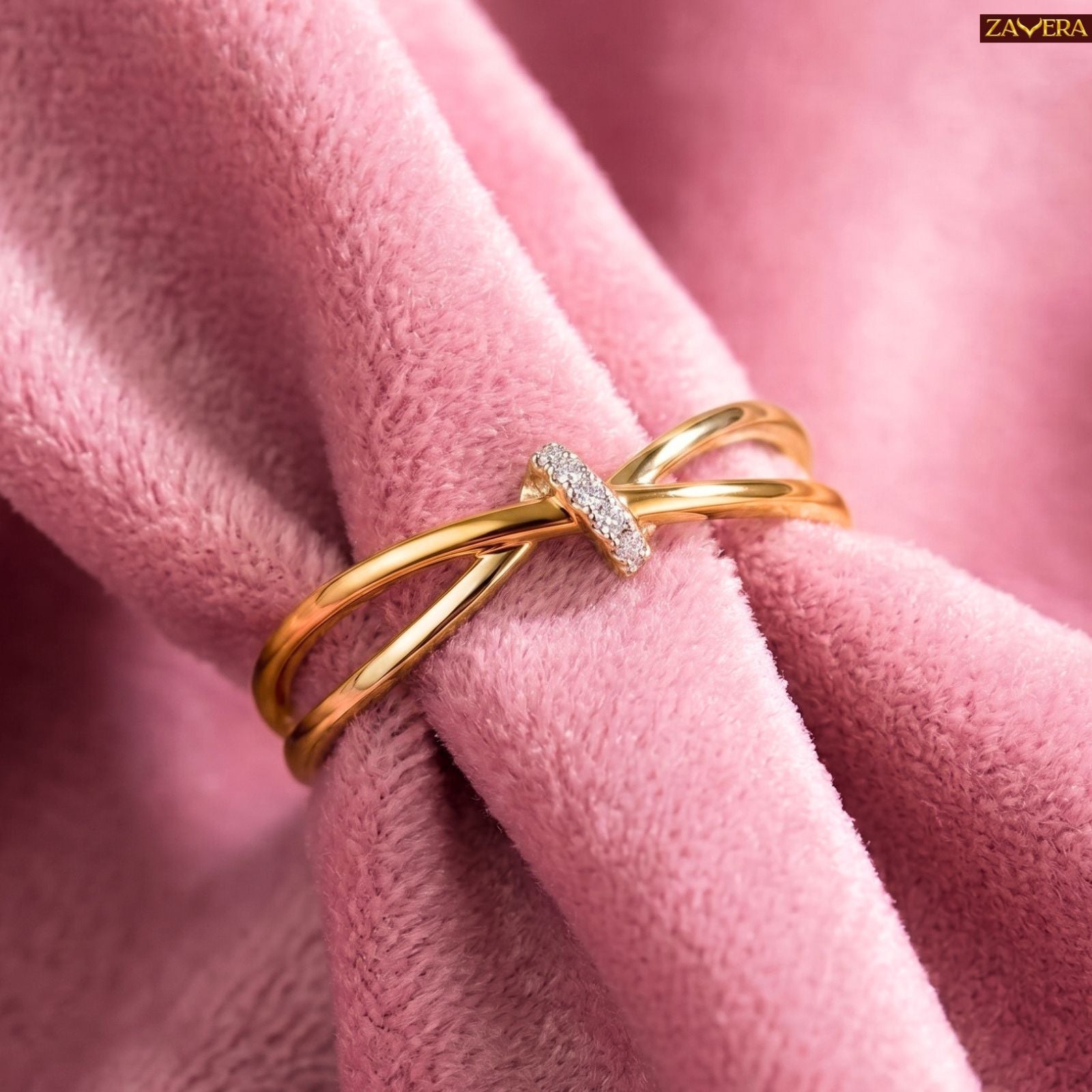 Zavera Brass 22K Infinity Love Gold Plated Adjustable Ring For Women
