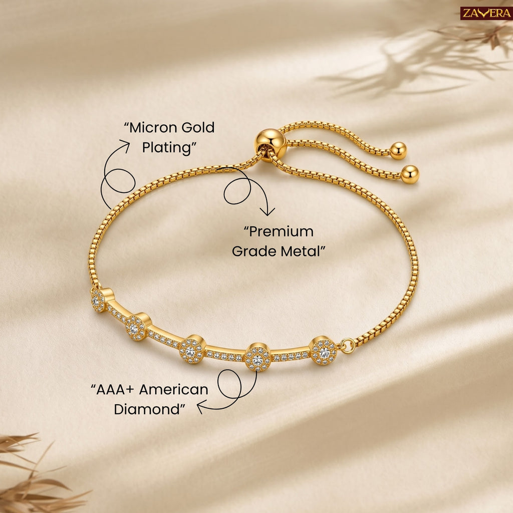 Zavera Premium Gold Plated American Diamond Bracelet for Women