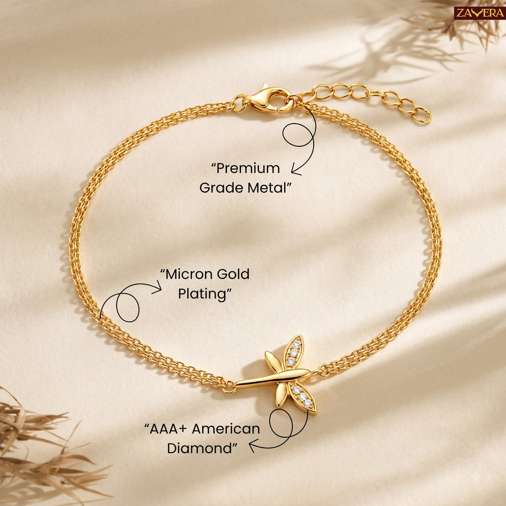 Zavera Gold Plated Butterfly Bracelet for Women