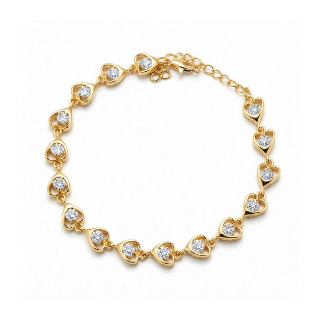 Zavera Gold Plated Elegant Heart Link Bracelet for Women