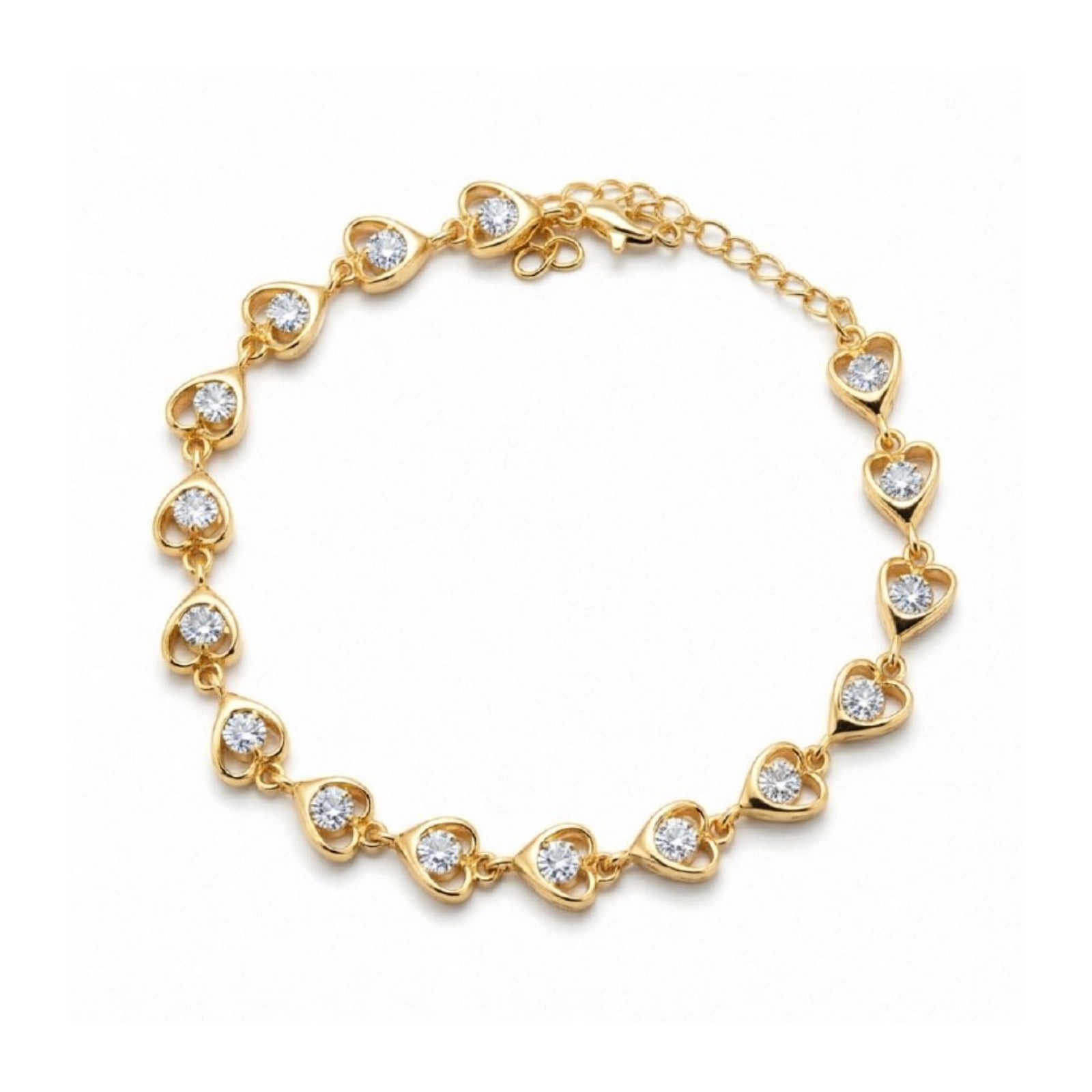 Zavera Gold Plated Elegant Heart Link Bracelet for Women