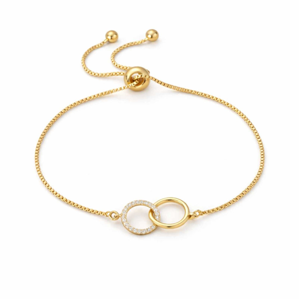 Elegant Link Circle Gold Plated Bracelet For Women