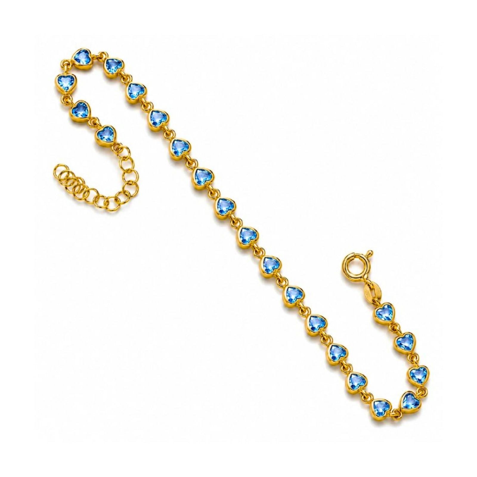 Zavera Gold Plated Blue Heart American Diamond Bracelet for Women