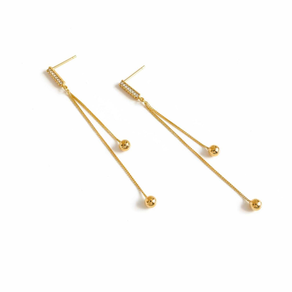 Minimal Chain Tassel Gold Plated Drop Earrings For Women