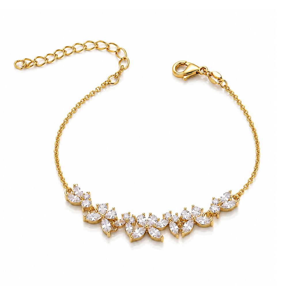 Zavera Gold Plated Marquise CZ Floral Cluster Vine Bracelet for Women