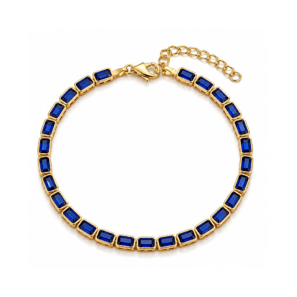 Zavera Gold Plated Royal Blue Stone Bracelet for Women