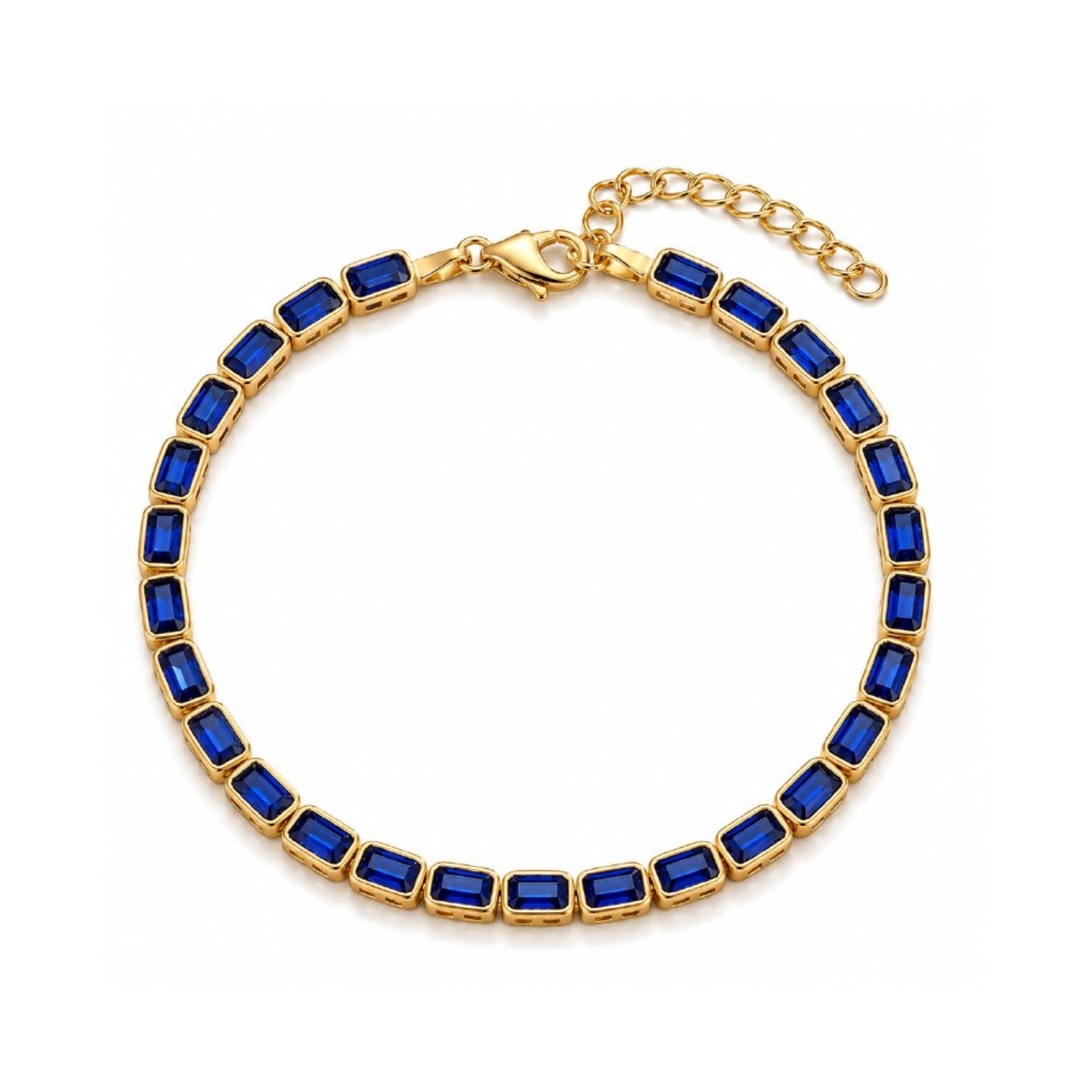 Zavera Gold Plated Royal Blue Stone Bracelet for Women