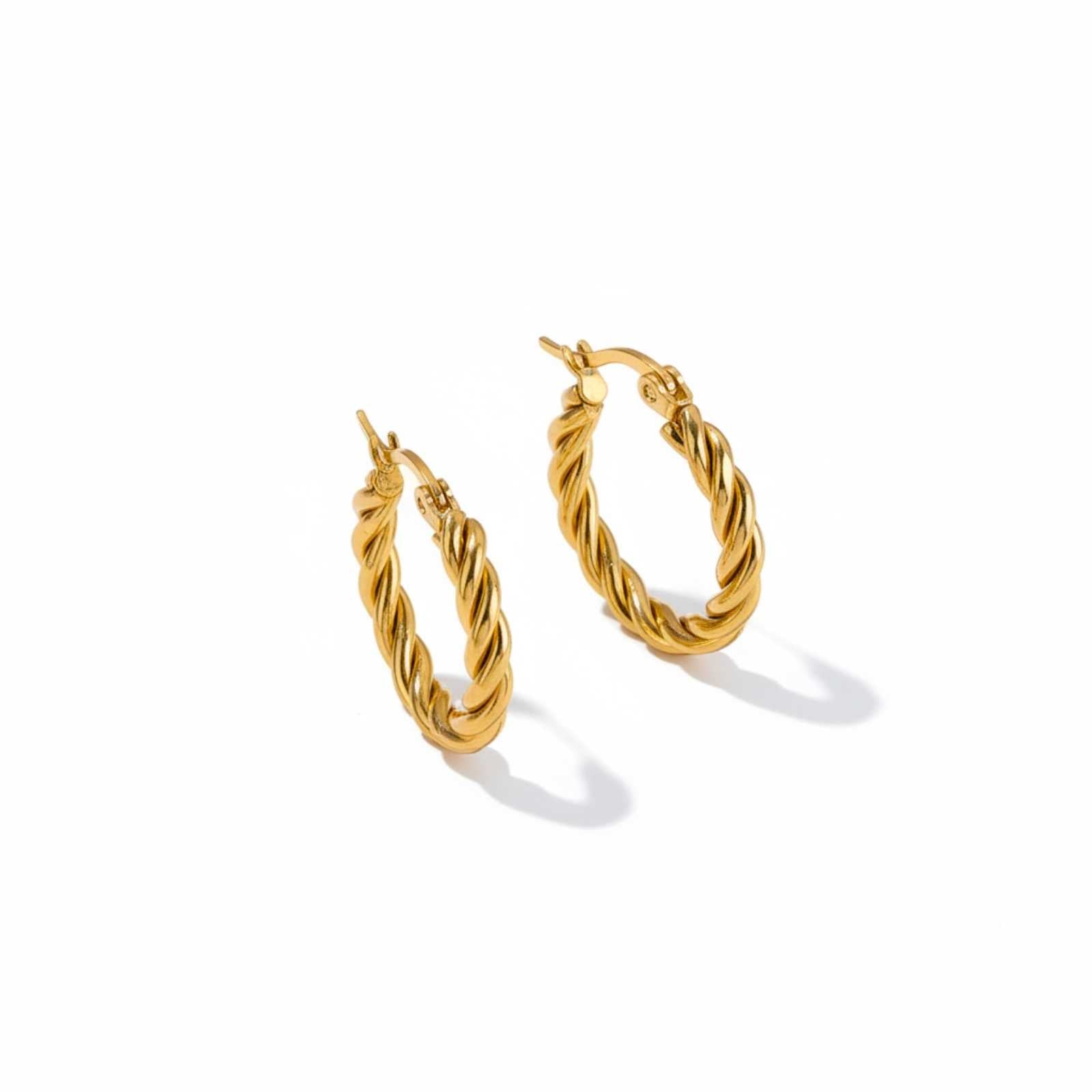 Twisted Rope Gold Plated Hoop Earrings For Women