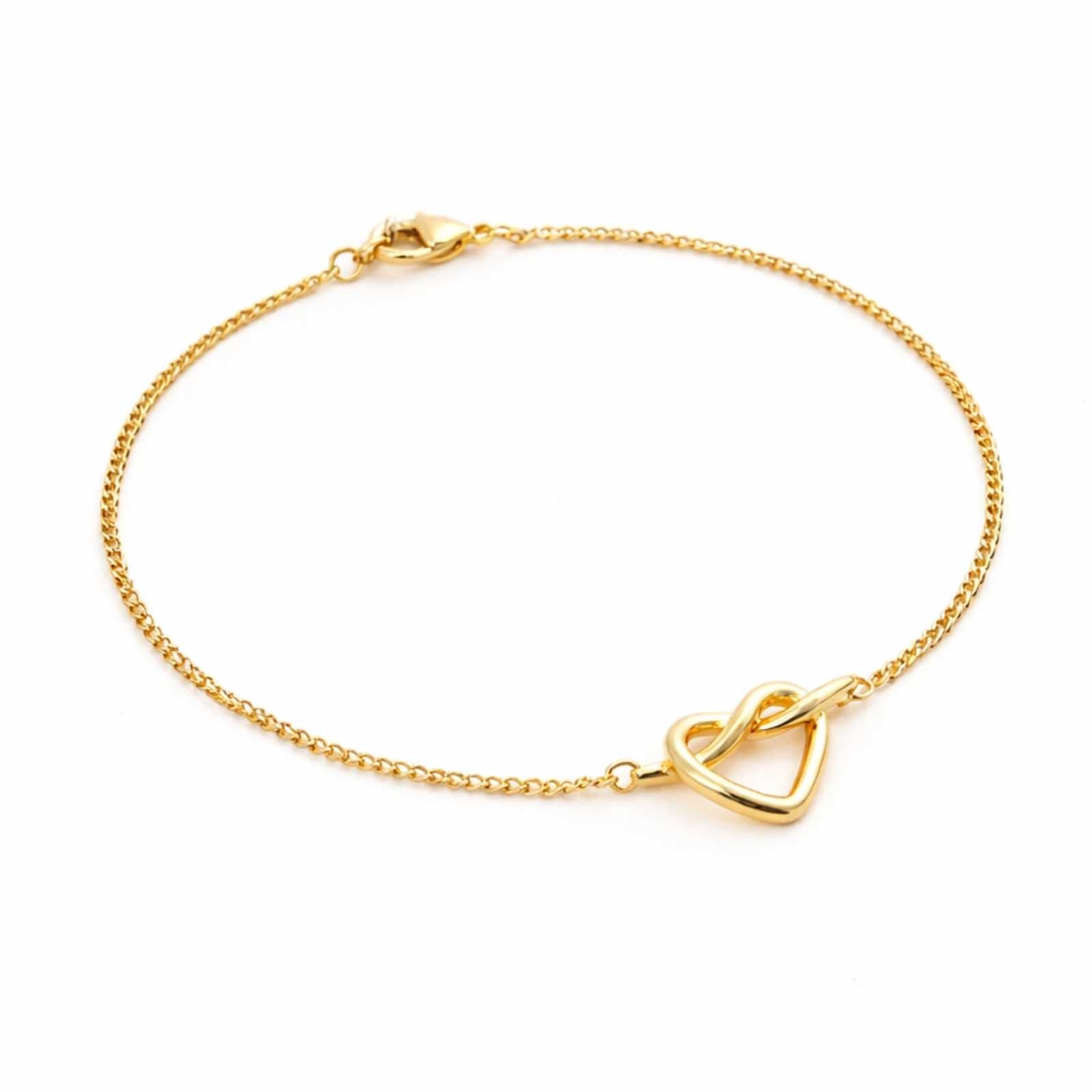 Minimal Loop Heart Gold Plated Bracelet For Women