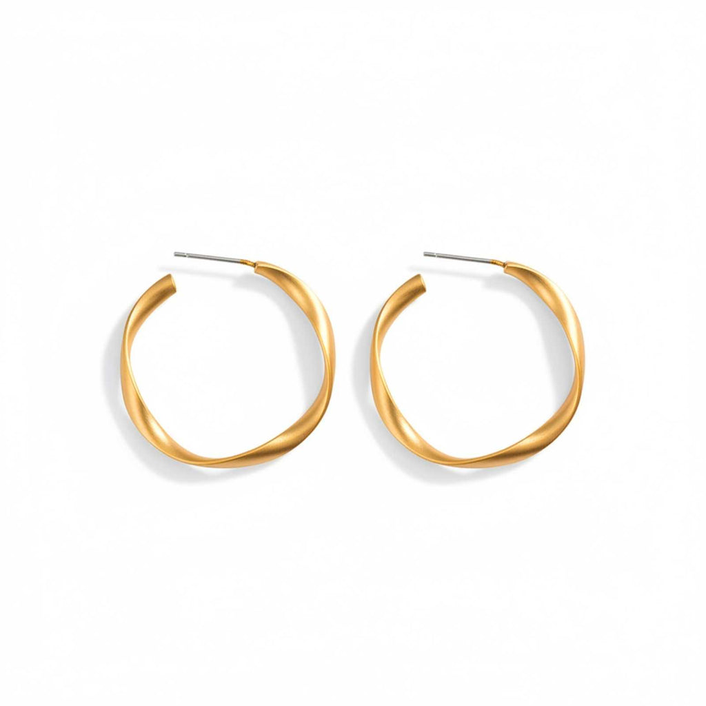 Twisted Gold Plated Hoop Earrings For Women