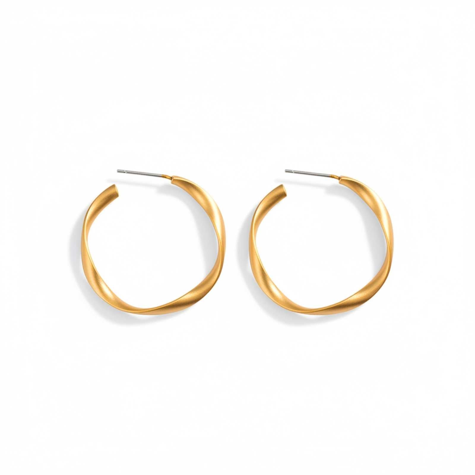 Twisted Gold Plated Hoop Earrings For Women