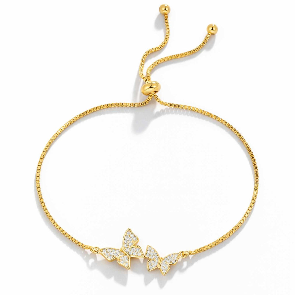 Couple Butterfly Gold Plated Adjustable Bracelet For Women
