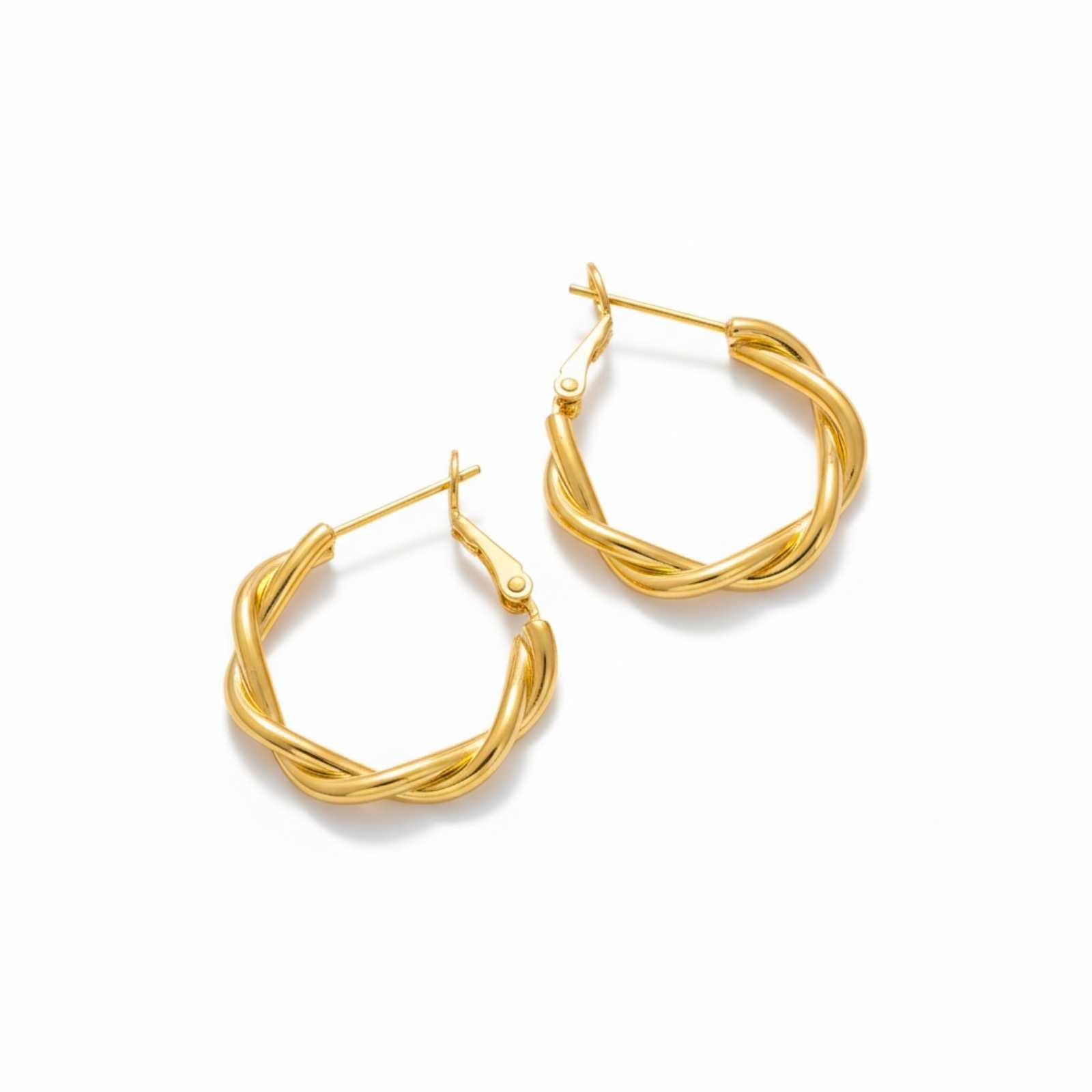 Braided Gold Plated Hoop Earrings For Women