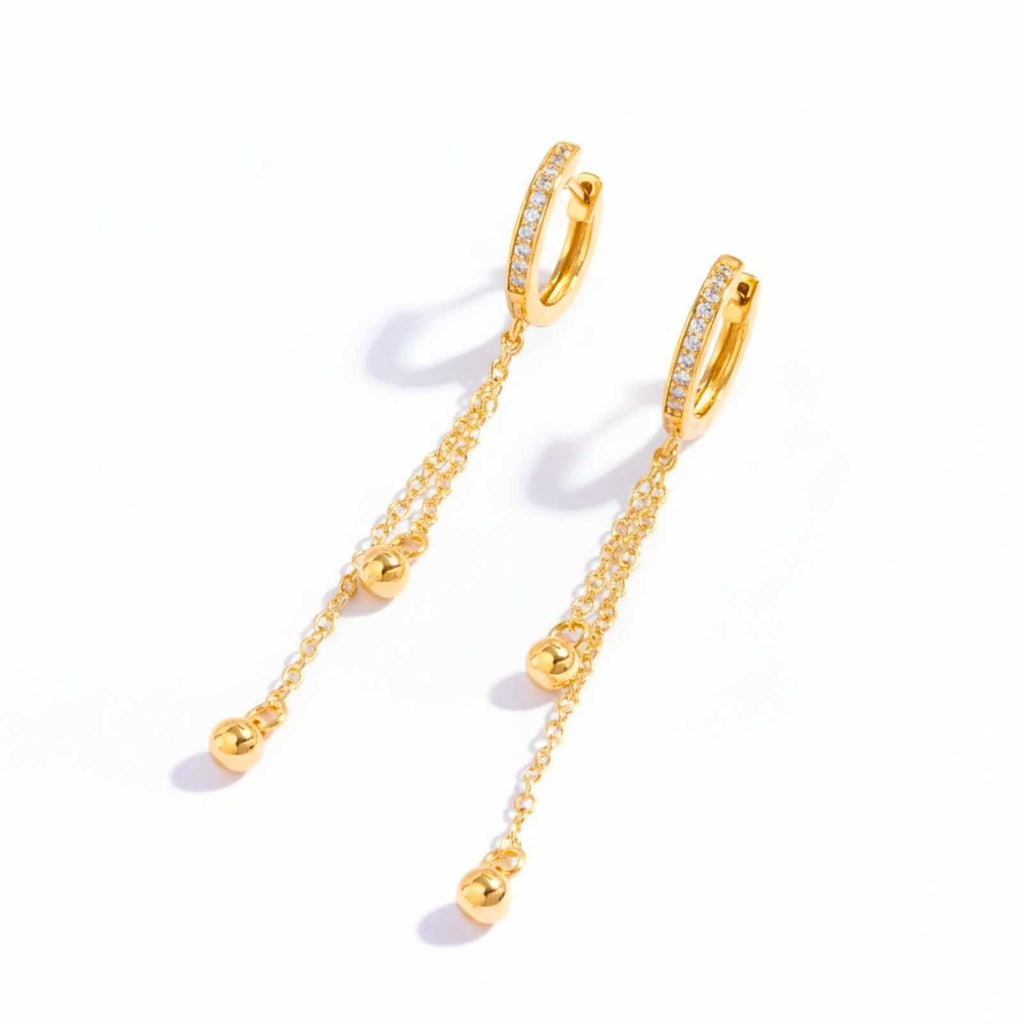 Elegant Chain Drop Gold Plated Hoop Earrings For Women