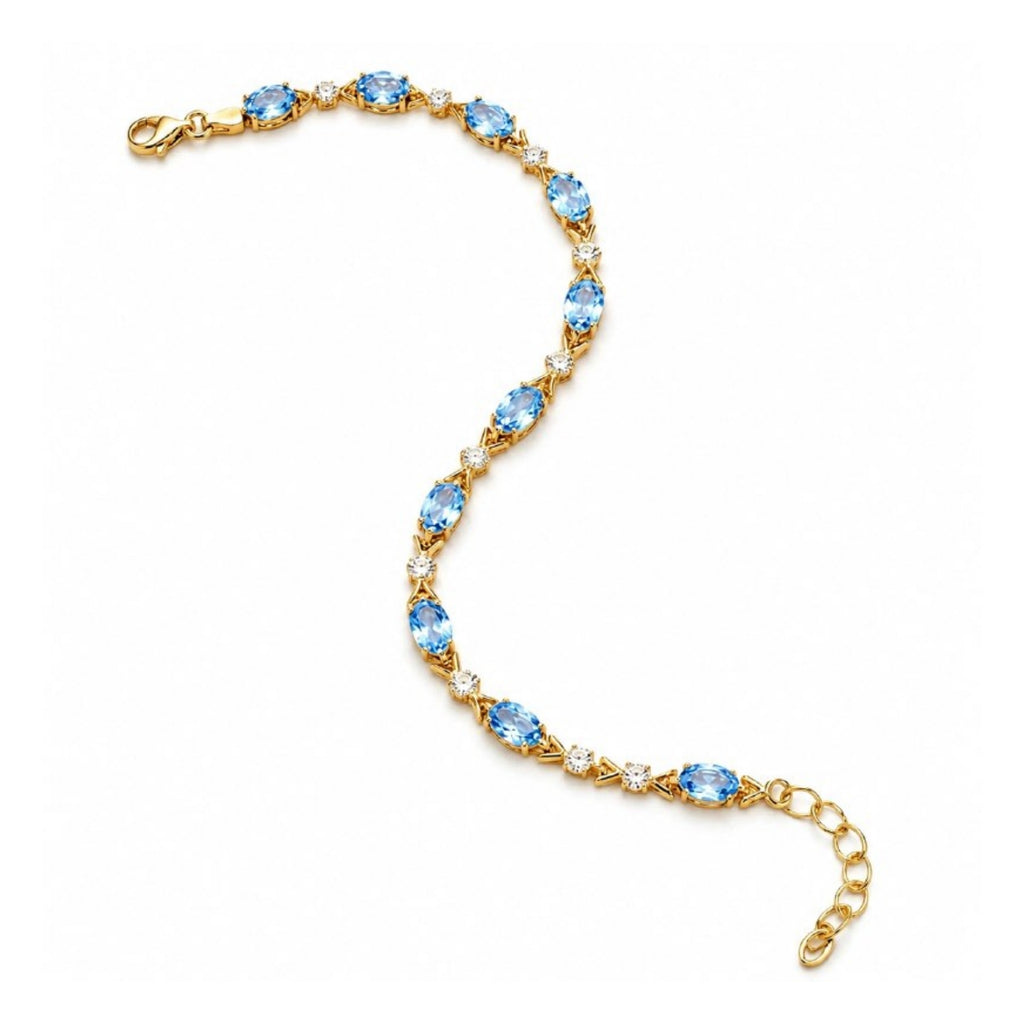 Zavera Gold Plated Elegant Blue Crystal Bracelet for Women