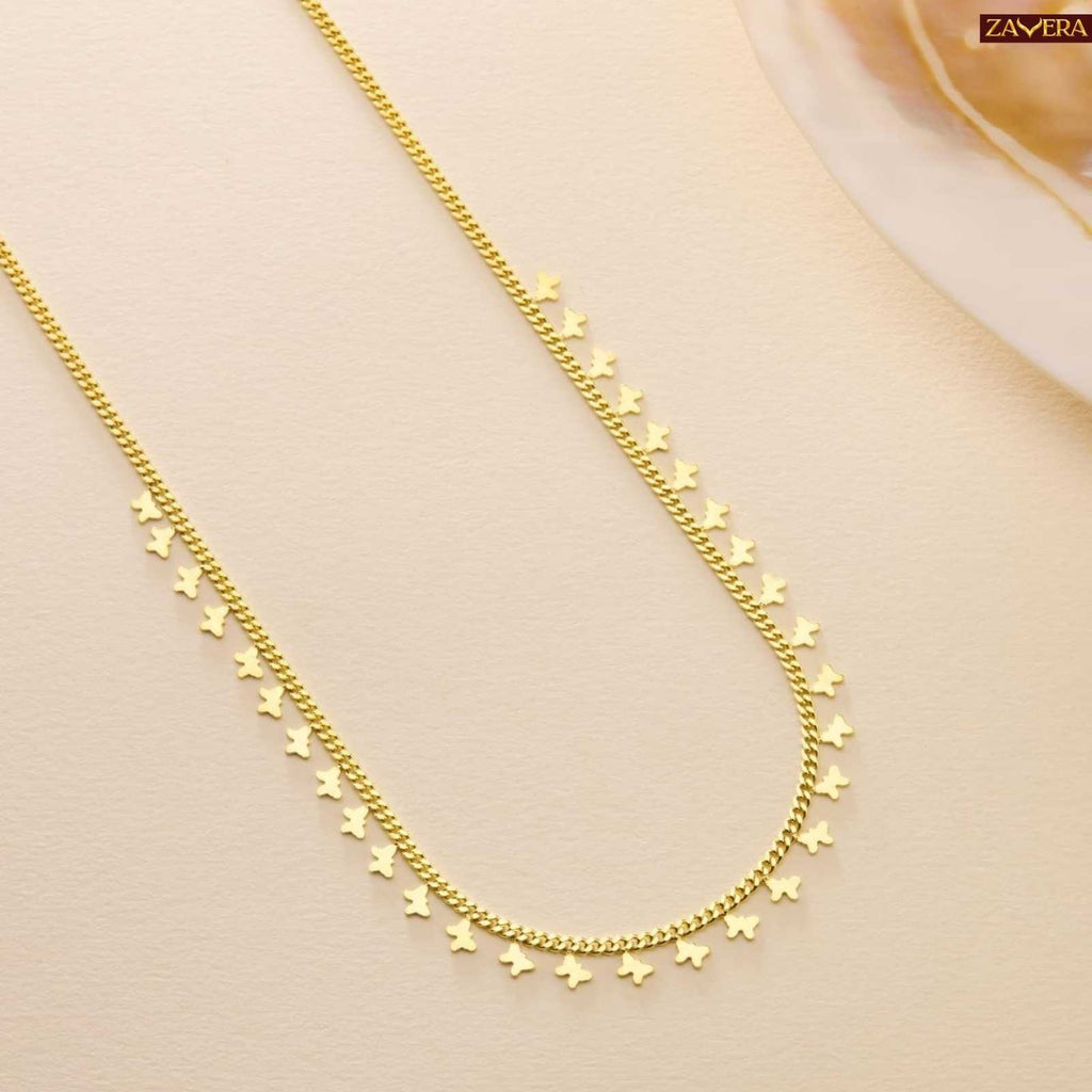 Minimalist Butterfly Gold Plated Necklace For Women