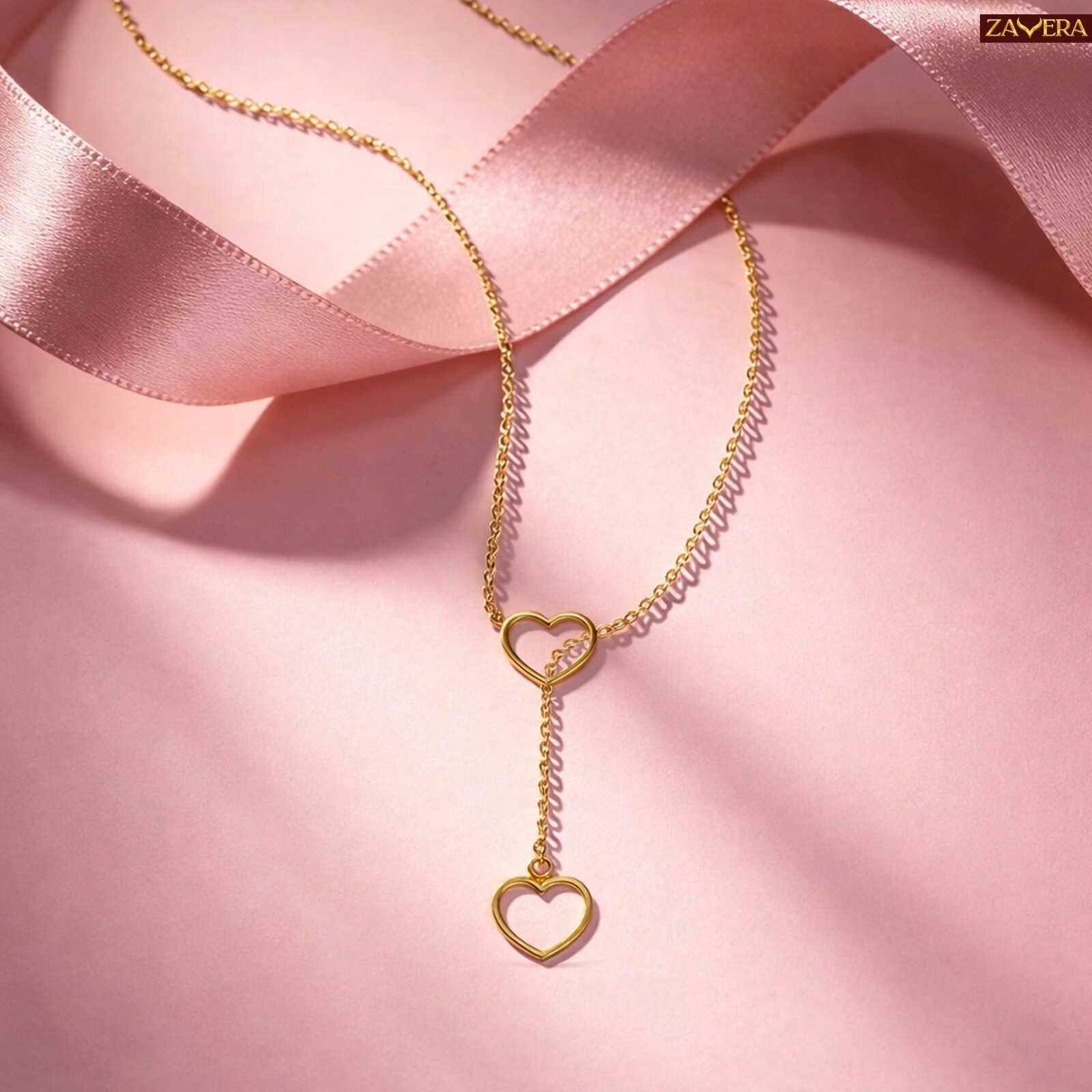 Minimal Linked Heart Gold Plated Pendant for Women