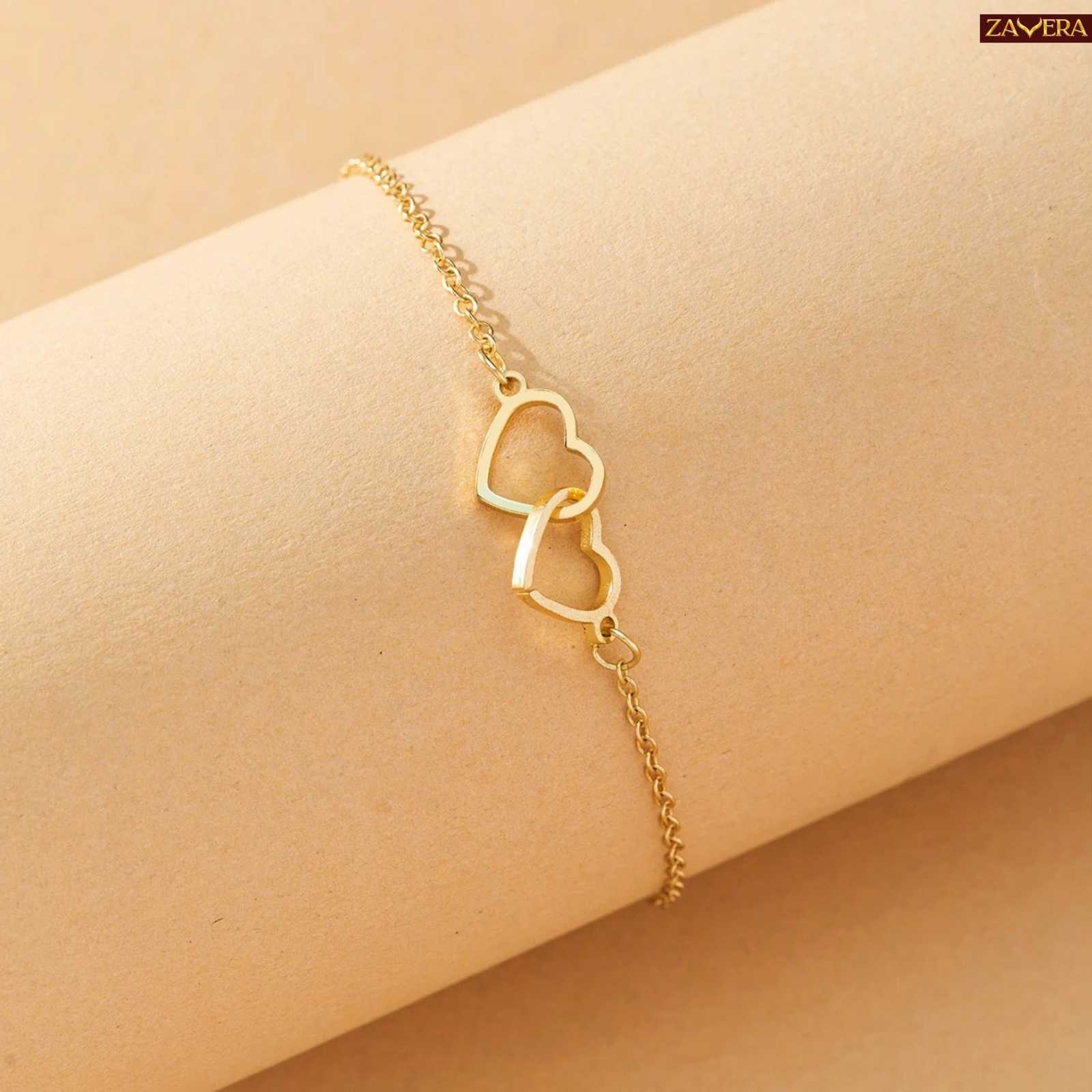 Couple Love Heart Gold Plated Bracelet For Women