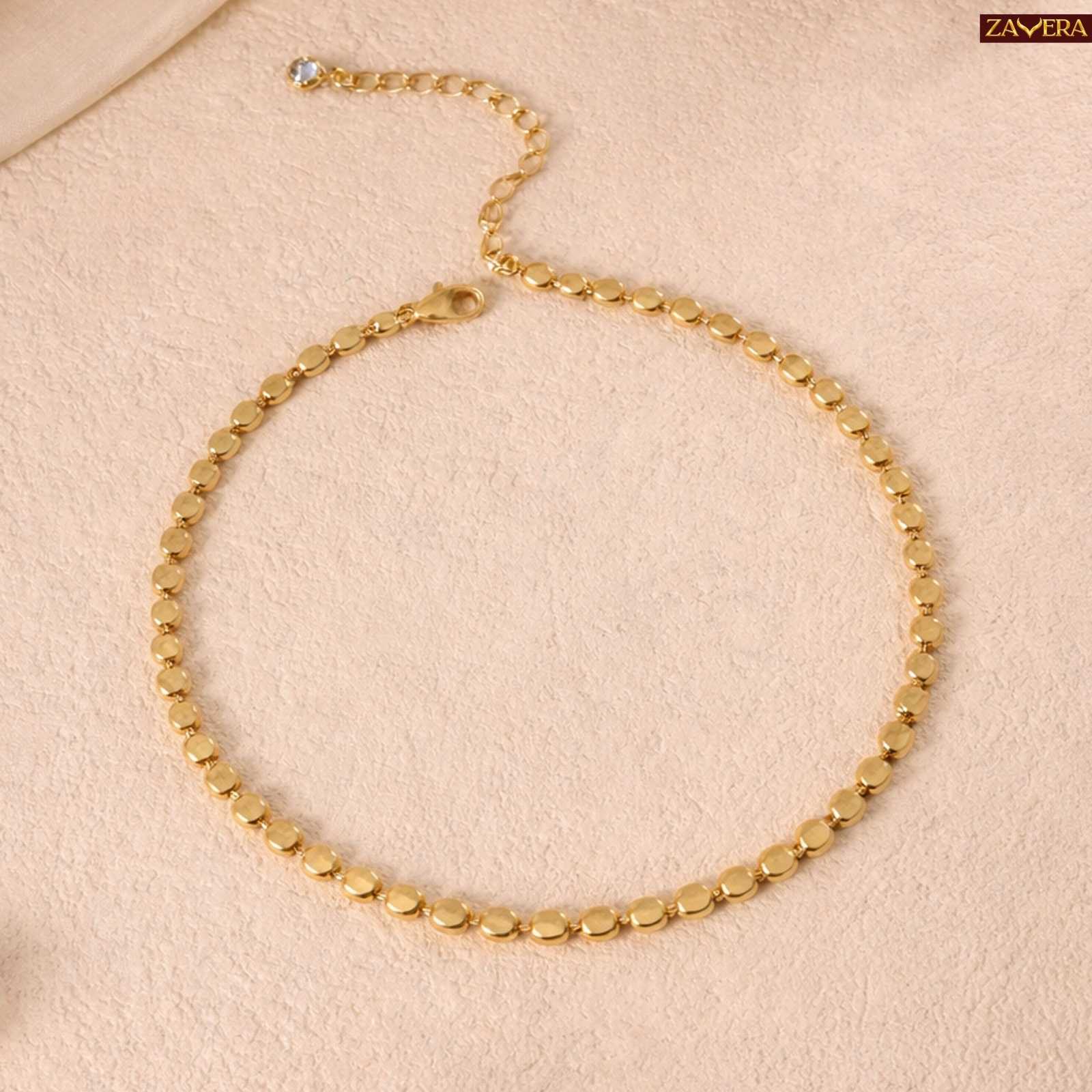 Minimal Round Disc Gold Plated Bracelet For Women