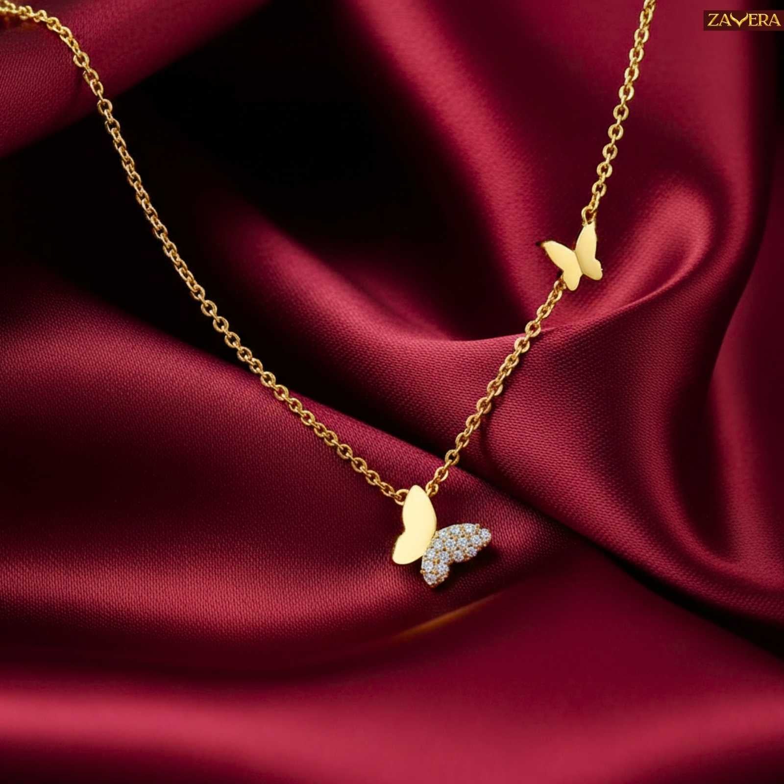 Couple Butterflies Gold Plated Pendant For Women