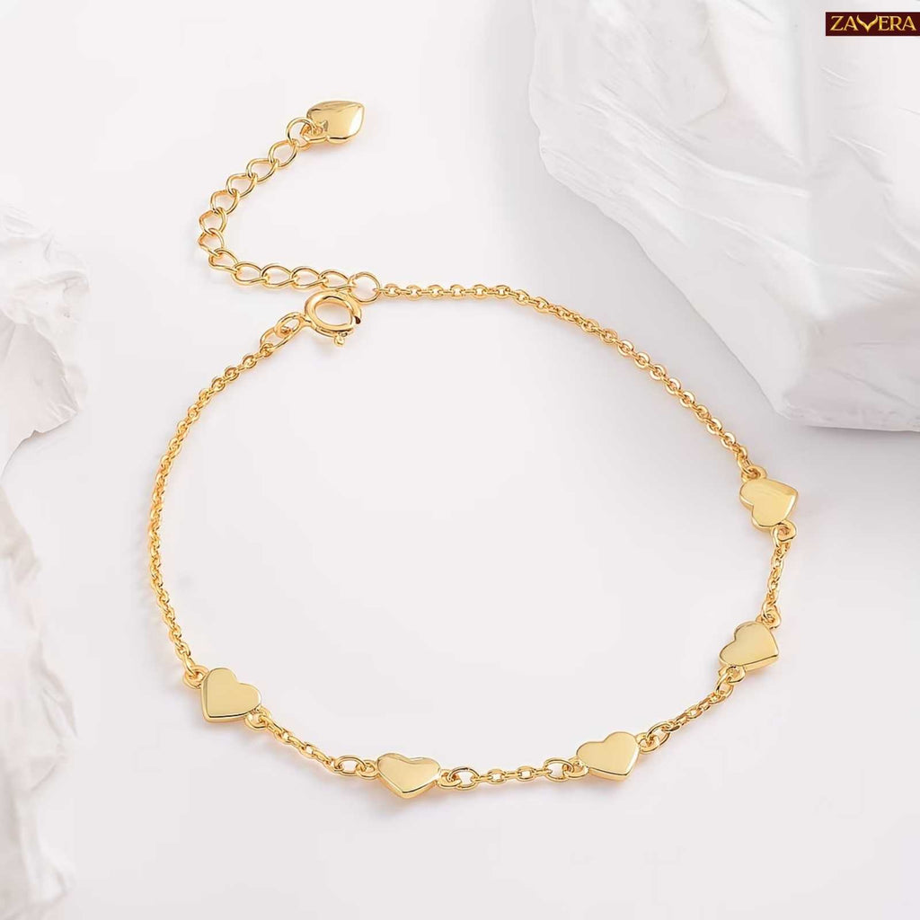 Minimalist Heart Gold Plated Bracelet For Women