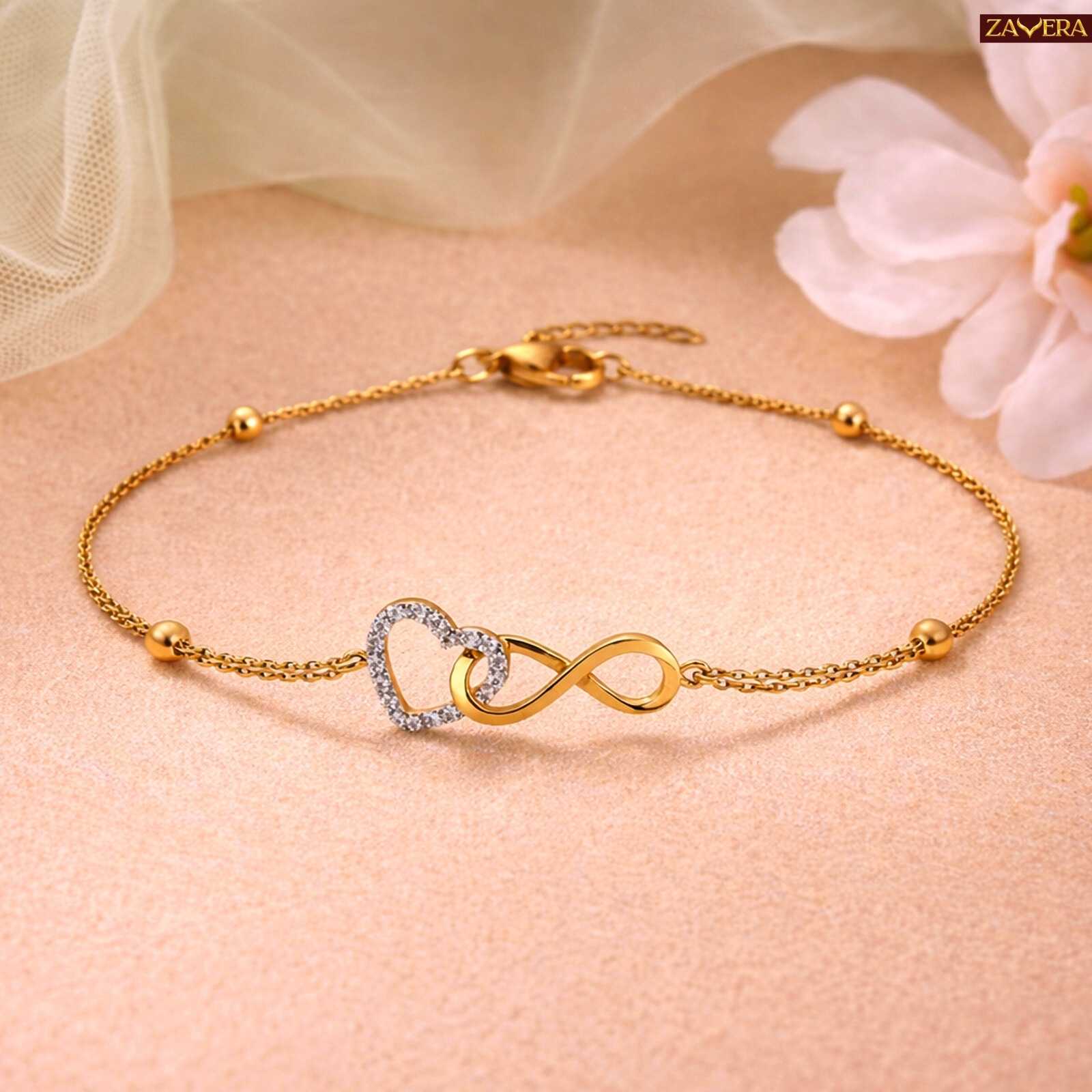 Infinity Heart Gold Plated Bracelet For Women