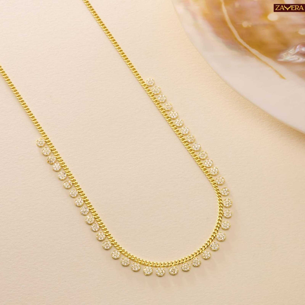 Round Zircon Stone Gold Plated Necklace