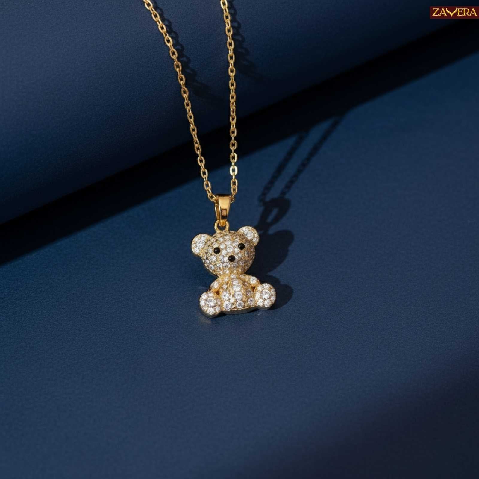 Cute Teddy Gold Plated Pendant for Women