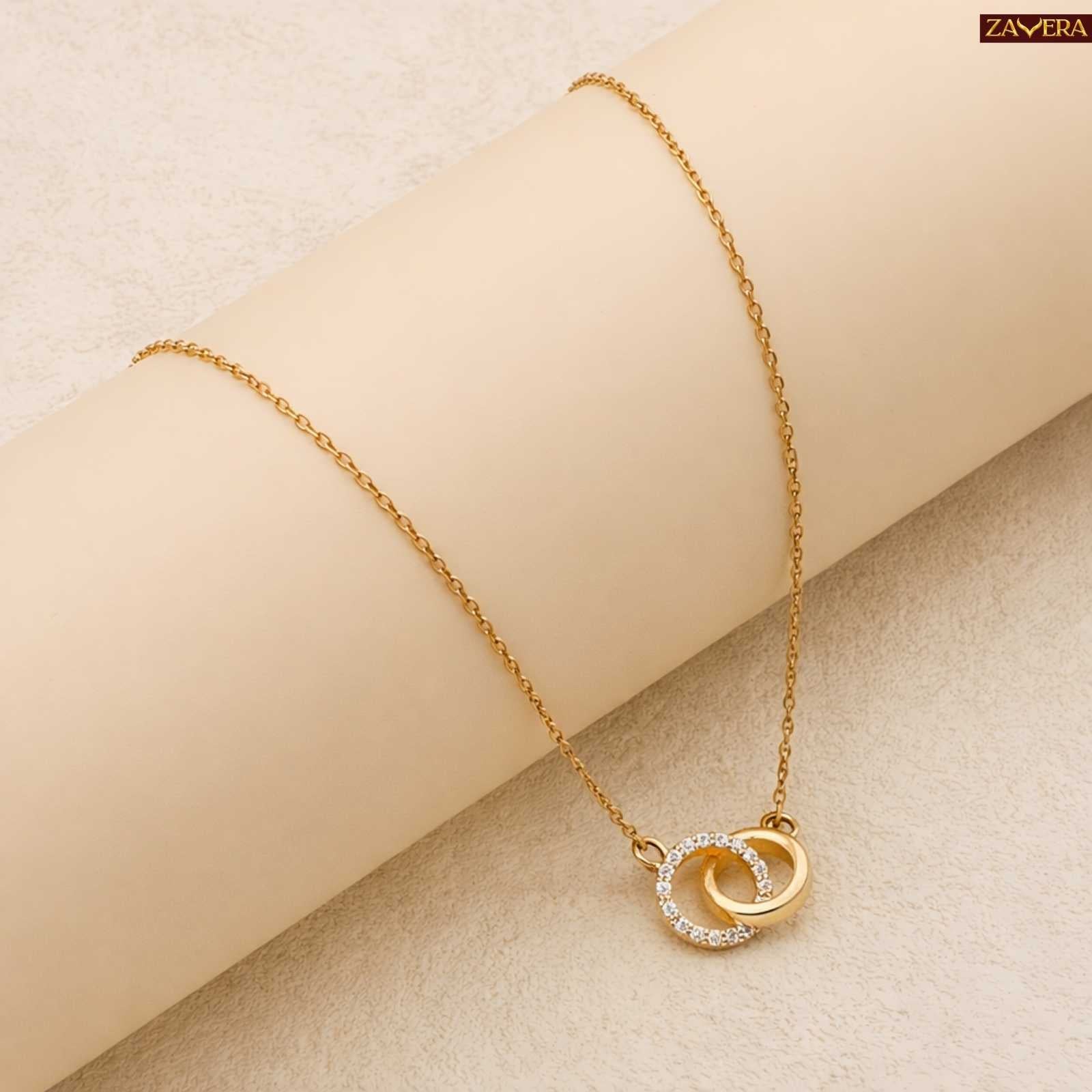Interlocking Circle Gold Plated Pendant for Women