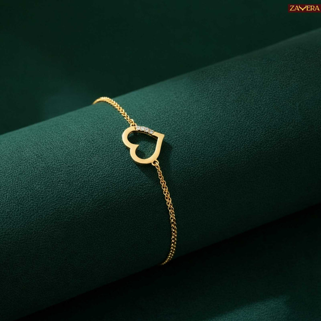 Love Heart Gold Plated Bracelet For Women