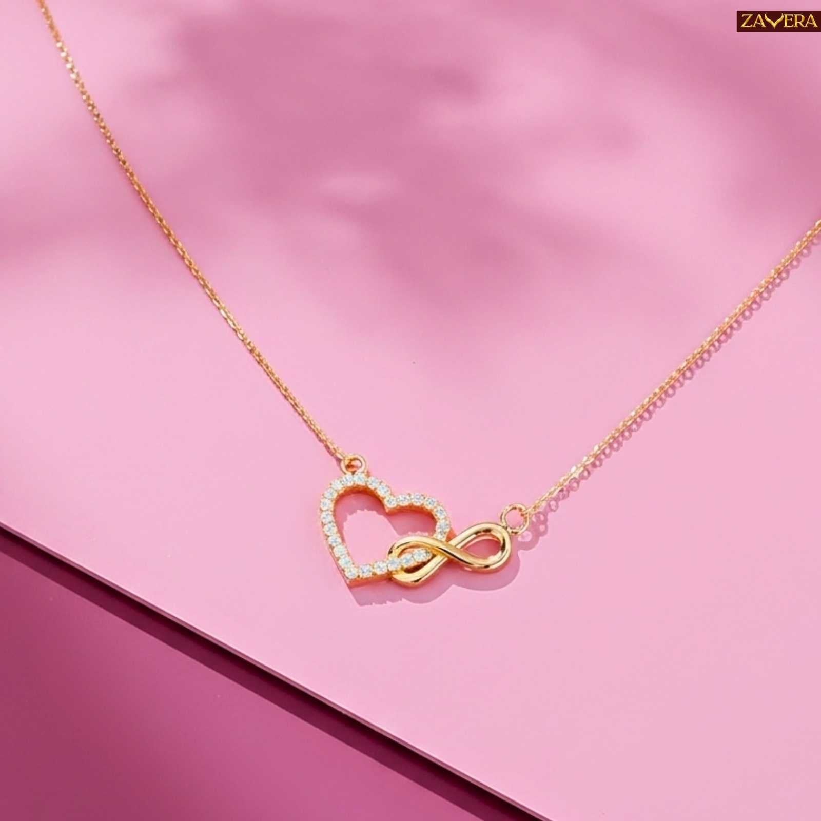 Infinity Heart Gold Plated Pendant for Women