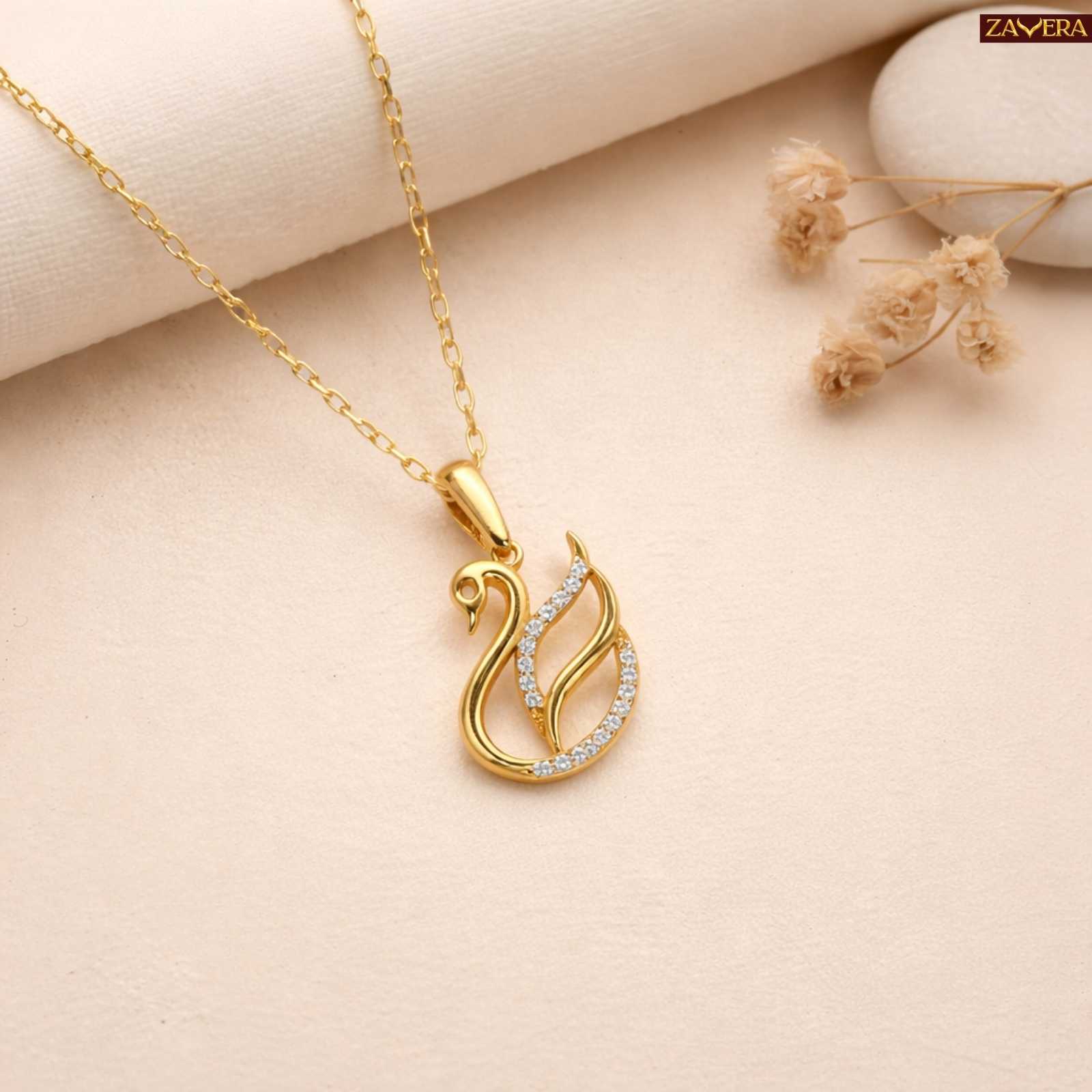 Elegance Swan Gold Plated Pendant for Women