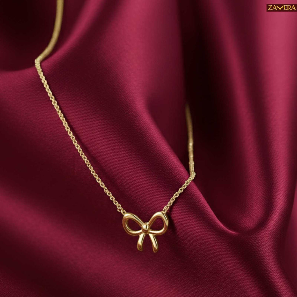 Minimal Bow Gold Plated Pendant For Women