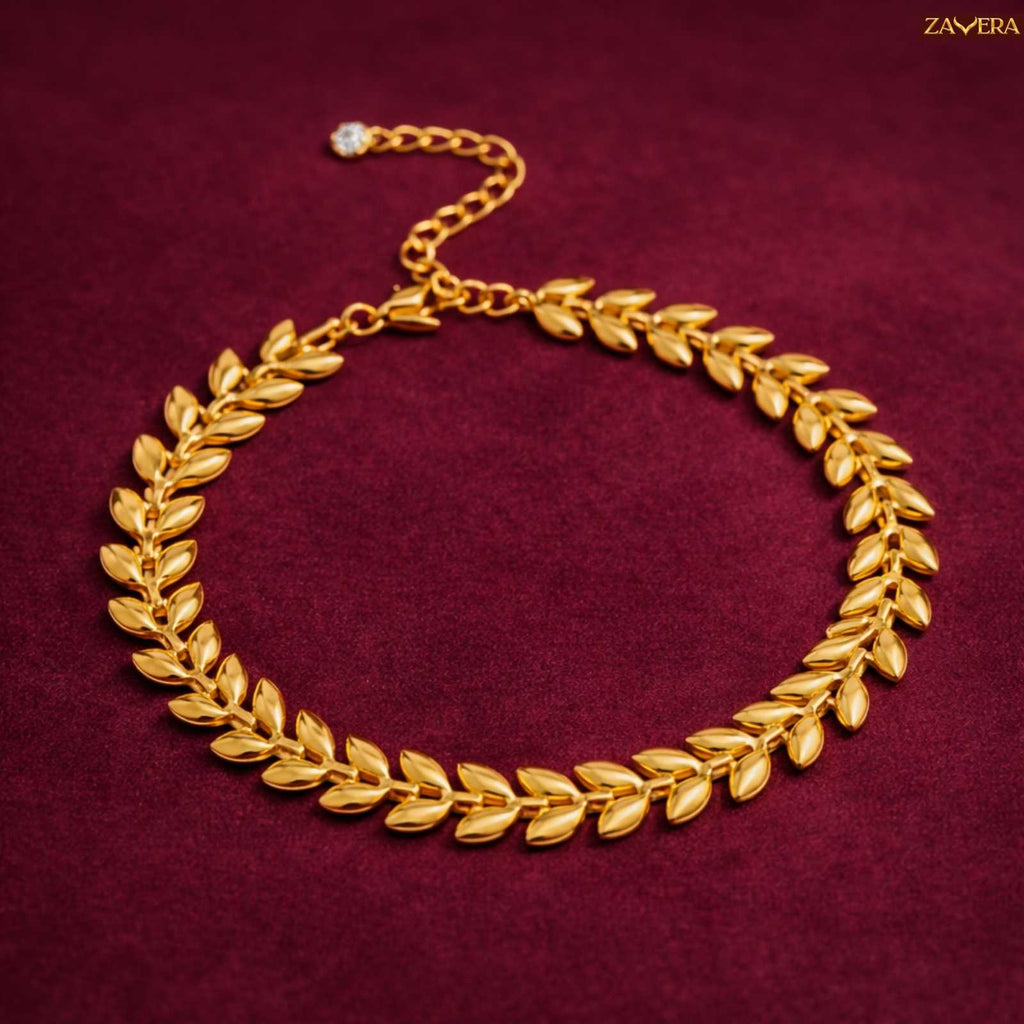 Wheat Ear Design Gold Plated Bracelet For Women