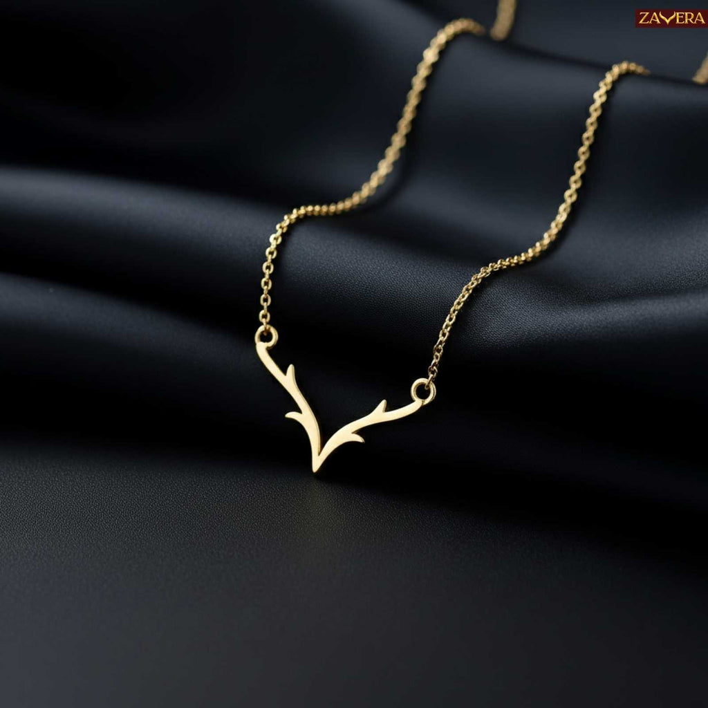 Deer Antler Gold Plated Pendant For Women