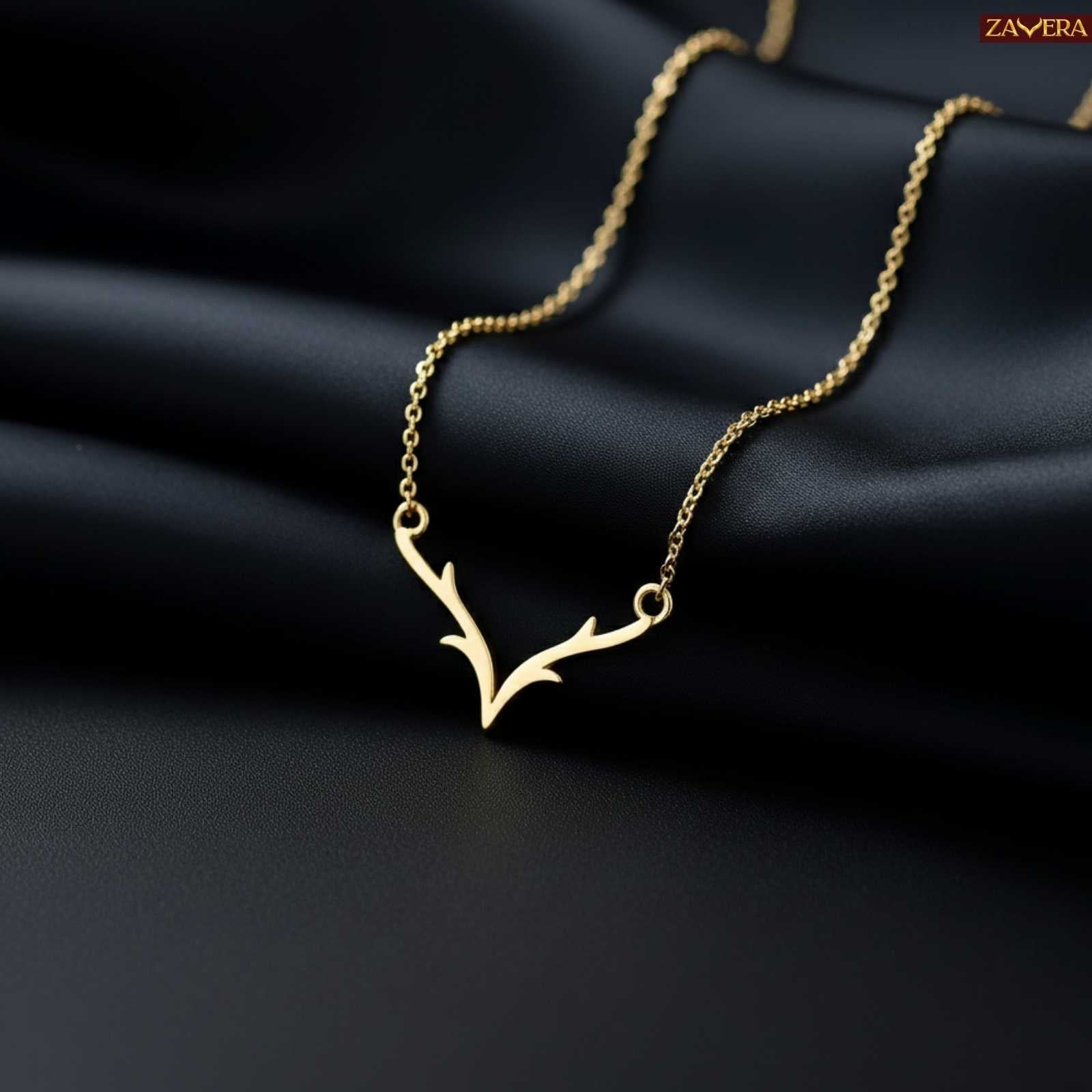 Deer Antler Gold Plated Pendant For Women