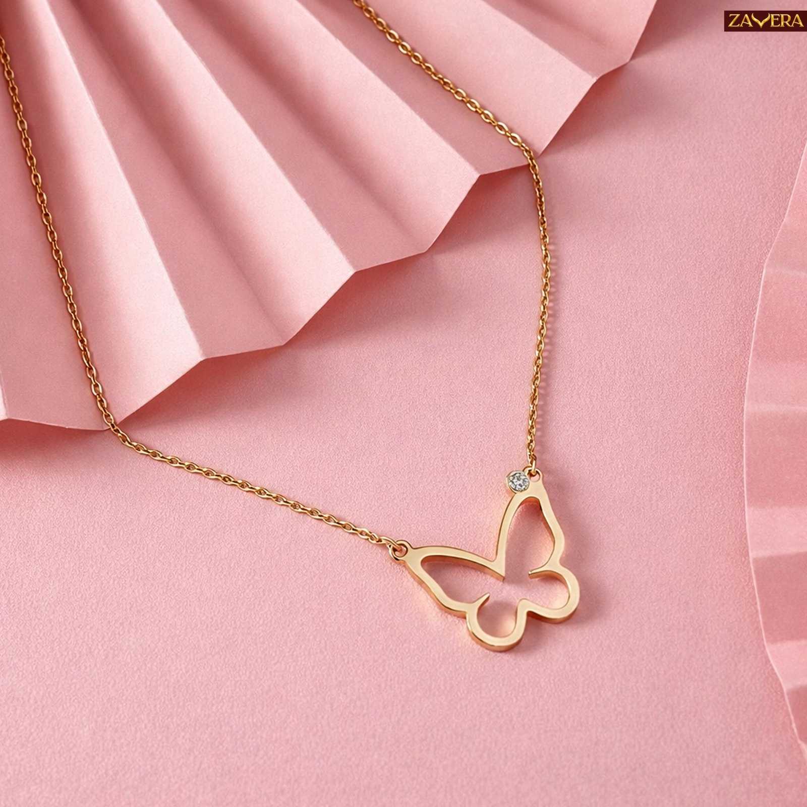 Charming Butterfly Gold Plated Pendant for Women