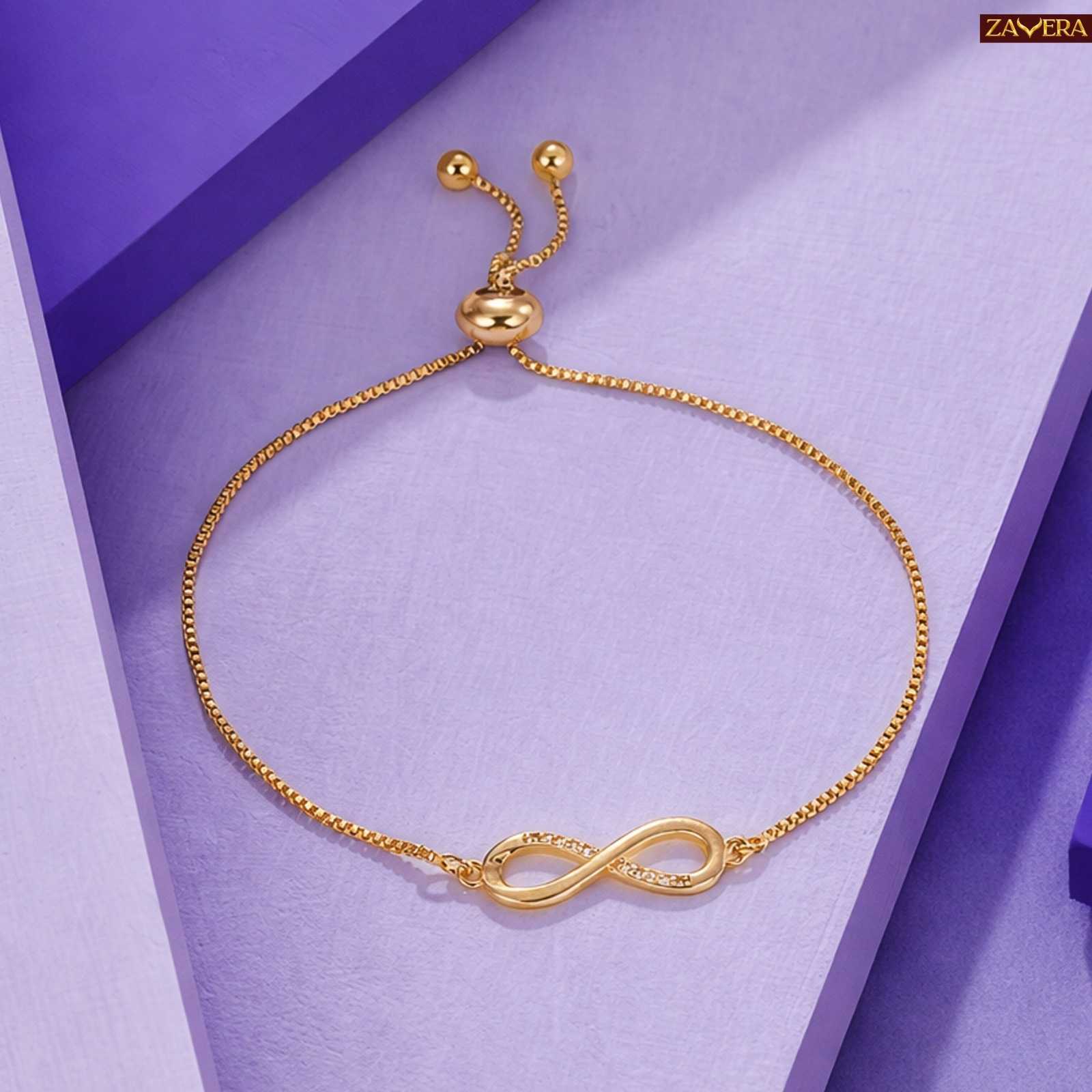 Infinity Charm Gold Plated Adjustable Bracelet For Women