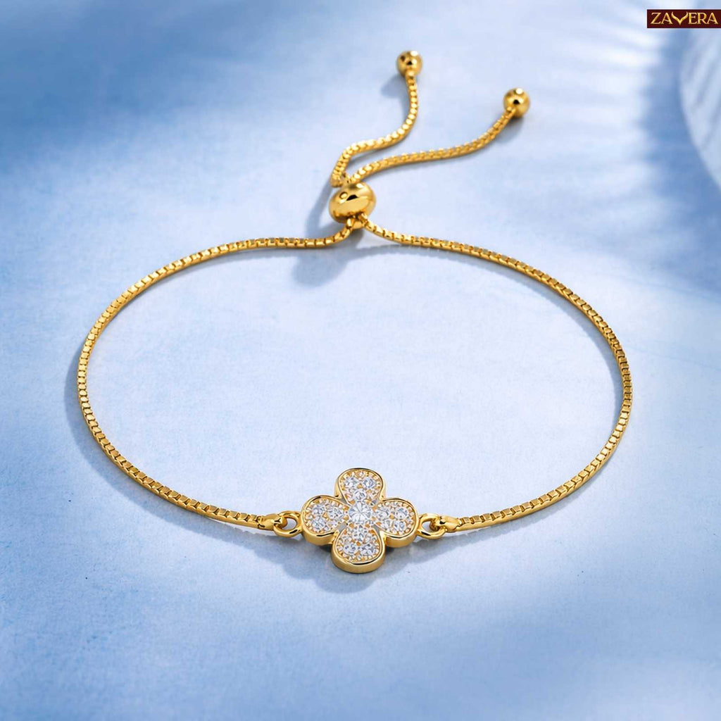 Four Leaf Clover Gold Plated Bracelet For Women