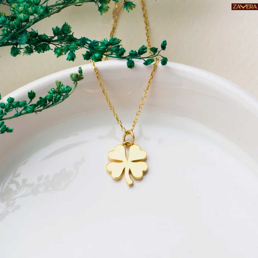 Lucky Four Leaf Clover Gold Plated Pendant for Women
