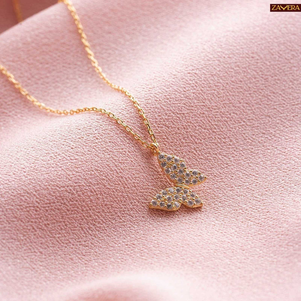 Minimal Gold Plated Butterfly Pendant for Women